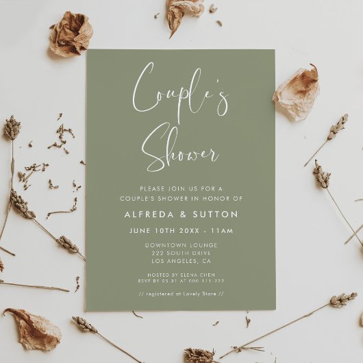 Elegante & moderne Sage Green Couple's Shower Kaart