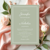Elegante moderne Sage Green Script bruiloft Kaart