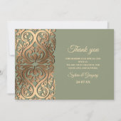 Elegante Moderne Sage groen & goud bruiloft Luxe Bedankkaart (Voorkant)