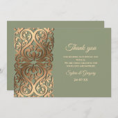 Elegante Moderne Sage groen & goud bruiloft Luxe Bedankkaart (Voorkant / Achterkant)