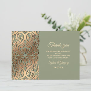 Elegante Moderne Sage groen & goud bruiloft Luxe Bedankkaart