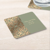 Elegante Moderne Sage groen goud bruiloft Luxe Gou Kartonnen Onderzetters (Schuin)