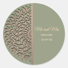 Elegante Moderne Sage groen & gouden klassieker Ronde Sticker