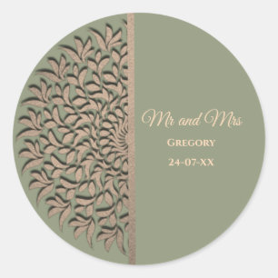 Elegante Moderne Sage groen & gouden klassieker Ronde Sticker