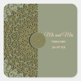 Elegante Moderne Sage groen & gouden klassieker Vierkante Sticker