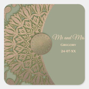 Elegante Moderne Sage groen & gouden klassieker Vierkante Sticker