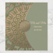 Elegante Moderne Sage groen & gouden klassieker Wijn Etiket (Enkel label)