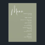Elegante & moderne Sage groene bruiloft Menu<br><div class="desc">Een moderne typografie en een trendy sage groene kleur voor je trouwbenodigdheden: kies deze eenvoudige en elegante trouwsuite. Volledig aanpasbaar: u kunt de achtergrond en de tekstkleur wijzigen zoals u wilt.</div>