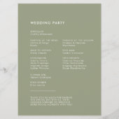 Elegante & moderne Sage groene bruiloft Programmakaart (Achterkant)