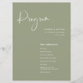 Elegante & moderne Sage groene bruiloft Programmakaart (Voorkant)