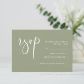 Elegante & moderne Sage groene bruiloft RSVP (Staand voorkant)