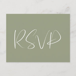 Elegante & moderne Sage groene bruiloft RSVP Briefkaart