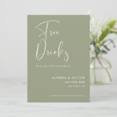 Elegante & Moderne Sage Groene Gratis drinken Save The Date (Staand voorkant)