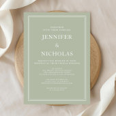 Elegante Moderne Sage Groene Virtuele Bruiloft Kaart