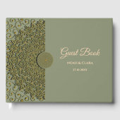 Elegante Moderne Salie groen & goud klassieke mand Gastenboek (Voorkant)