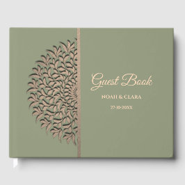 Elegante Moderne Salie groen & goud klassieke mand Gastenboek