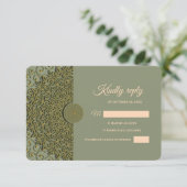 Elegante Moderne Salie groen & goud klassieke mand RSVP Kaartje (Staand voorkant)