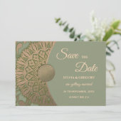 Elegante Moderne Salie groen & goud klassieke mand Save The Date (Staand voorkant)