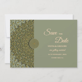 Elegante Moderne Salie groen & goud klassieke mand Save The Date