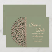 Elegante Moderne Salie groen & goud klassieke mand Save The Date (Voorkant / Achterkant)