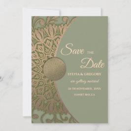 Elegante Moderne Salie groen & goud klassieke mand Save The Date