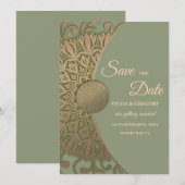 Elegante Moderne Salie groen & goud klassieke mand Save The Date (Voorkant / Achterkant)