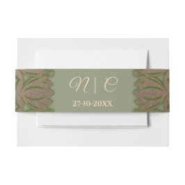 Elegante Moderne Salie groen & goud klassieke mand Uitnodigingen Wikkel