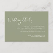 Elegante & moderne salie groene bruiloft details k informatiekaartje (Voorkant)
