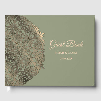 Elegante moderne salie groene & gouden klassieke m gastenboek