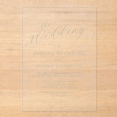 Elegante moderne salie groene kalligrafie bruiloft acryl uitnodigingen (Voorkant)