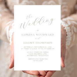 Elegante moderne salie groene kalligrafie bruiloft kaart