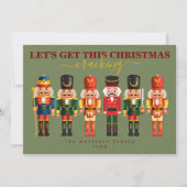 Elegante moderne salie groene notenkraker kerst feestdagenkaart (Voorkant)