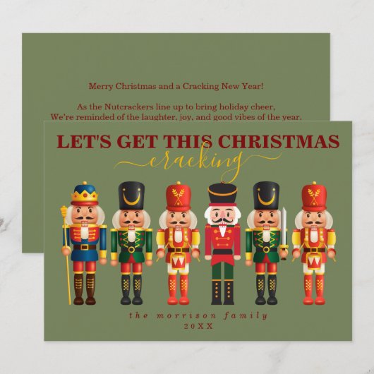 Elegante moderne salie groene notenkraker kerst feestdagenkaart (Voorkant / Achterkant)