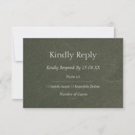 Elegante moderne salie groene trouw-RSVP kaart op