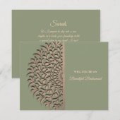 Elegante moderne saliegroen gouden bruidsmeisjes u kaart (Voorkant / Achterkant)