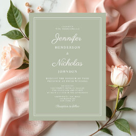 Elegante Moderne Saliegroene Scriptie Bruiloft Kaart