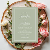 Elegante Moderne Saliegroene Scriptie Bruiloft Kaart
