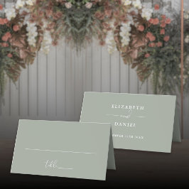 Elegante Moderne Saliegroene Trouwkaart Vouwkaart Plaatskaartje