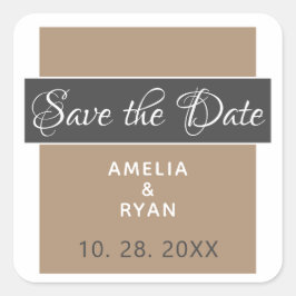 Elegante moderne 'Save the Date'-trouwkaart Vierkante Sticker