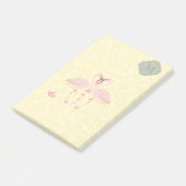 Elegante moderne schattige flamingo's damast monog post-it® notes (Schuin)