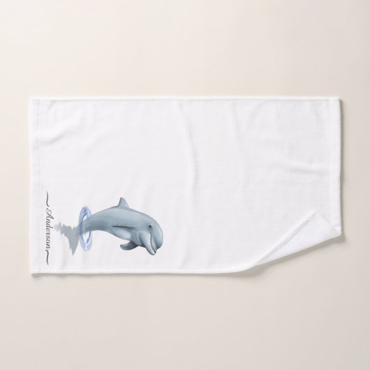 Elegante moderne Schattigee dolfijn en script op w Bad Handdoek (Handdoek)