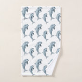 Elegante moderne Schattigee dolfijnen op wit Bad Handdoek (Handdoek)