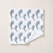Elegante moderne Schattigee dolfijnen op wit Bad Handdoek (Wasdoekje)