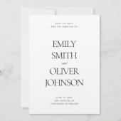 Elegante moderne schone zwart witte bruiloft save the date (Voorkant)