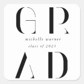 Elegante moderne script afstudeer vierkante sticke sticker (Voorkant)