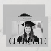 elegante moderne script afstudeeraankondiging kaart (Voorkant / Achterkant)