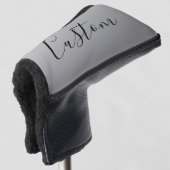 Elegante moderne script bewerkbare zwarte tekst sc golfheadcover (3/4 voorkant)
