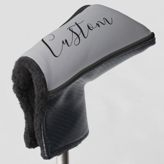 Elegante moderne script bewerkbare zwarte tekst sc golfheadcover (3/4 voorkant)
