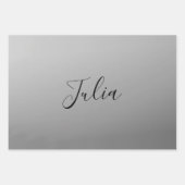 Elegante moderne script bewerkbare zwarte tekst sc inpakpapier vel (Voorkant)