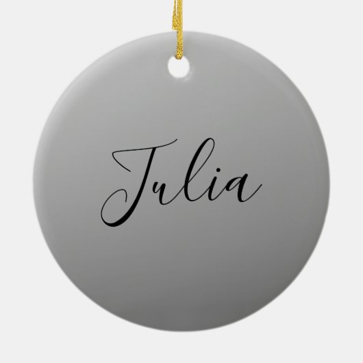 Elegante moderne script bewerkbare zwarte tekst sc keramisch ornament (Achterkant)